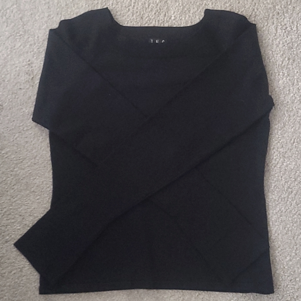 INC Black Crewneck Pullover Knit Size PL